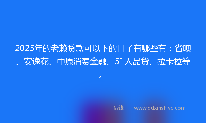 2025年的老赖贷款可以下的口子有哪些有：省呗、安逸花、中原消费金融、51人品贷、拉卡拉等。