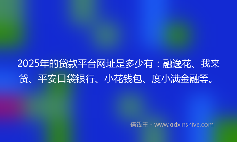2025年的贷款平台网址是多少有：融逸花、我来贷、平安口袋银行、小花钱包、度小满金融等。