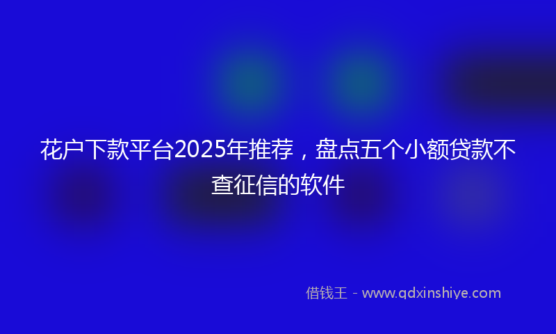 花户下款平台2025年推荐，盘点五个小额贷款不查征信的软件