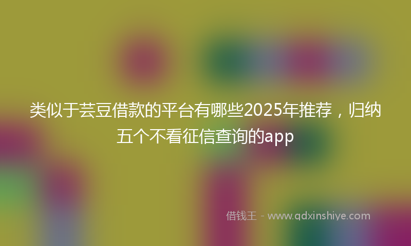 类似于芸豆借款的平台有哪些2025年推荐，归纳五个不看征信查询的app