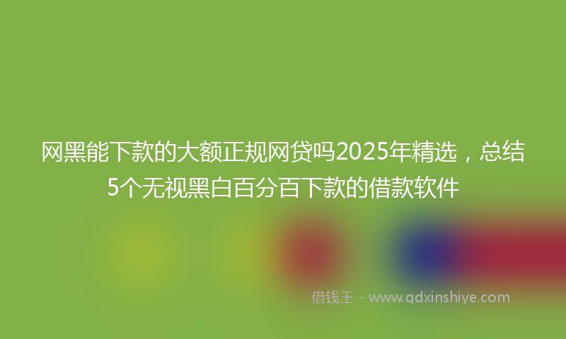 网黑能下款的大额正规网贷吗2025年精选，总结5个无视黑白百分百下款的借款软件
