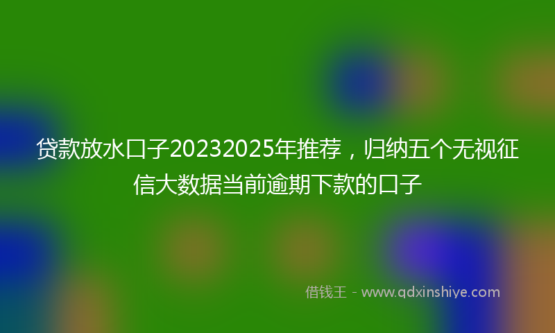 贷款放水口子20232025年推荐，归纳五个无视征信大数据当前逾期下款的口子