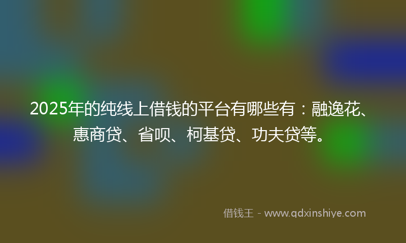 2025年的纯线上借钱的平台有哪些有：融逸花、惠商贷、省呗、柯基贷、功夫贷等。