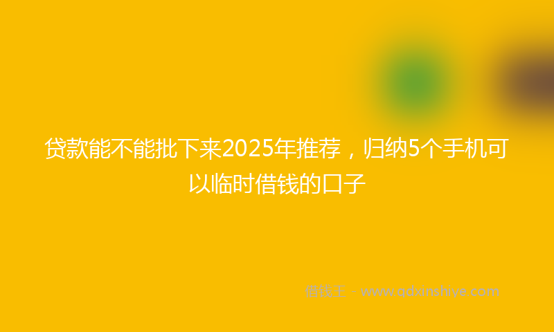 贷款能不能批下来2025年推荐，归纳5个手机可以临时借钱的口子