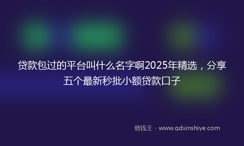 贷款包过的平台叫什么名字啊2025年精选，分享五个最新秒批小额贷款口子