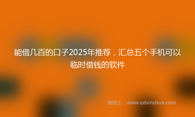 能借几百的口子2025年推荐，汇总五个手机可以临时借钱的软件