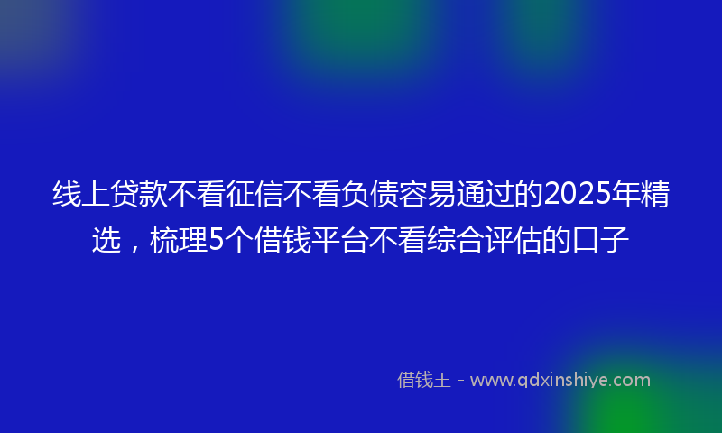 线上贷款不看征信不看负债容易通过的2025年精选，梳理5个借钱平台不看综合评估的口子