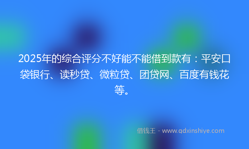 2025年的综合评分不好能不能借到款有：平安口袋银行、读秒贷、微粒贷、团贷网、百度有钱花等。