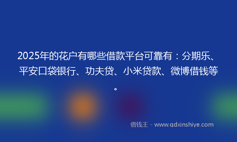 2025年的花户有哪些借款平台可靠有：分期乐、平安口袋银行、功夫贷、小米贷款、微博借钱等。