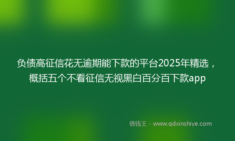 负债高征信花无逾期能下款的平台2025年精选，概括五个不看征信无视黑白百分百下款app