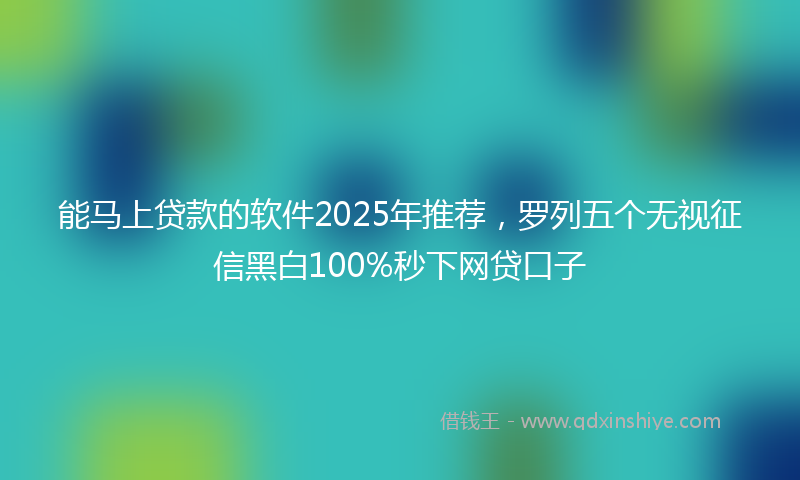 能马上贷款的软件2025年推荐，罗列五个无视征信黑白100%秒下网贷口子