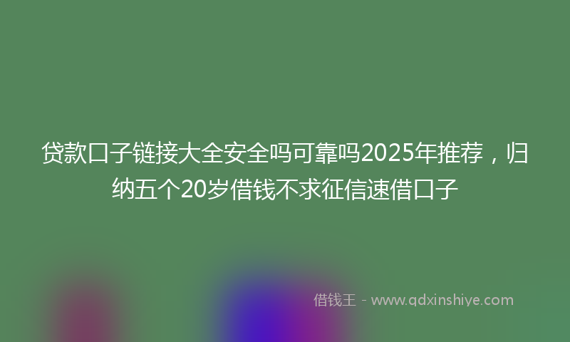 贷款口子链接大全安全吗可靠吗2025年推荐，归纳五个20岁借钱不求征信速借口子