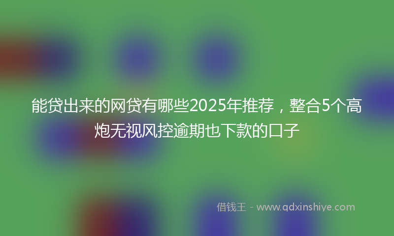 能贷出来的网贷有哪些2025年推荐，整合5个高炮无视风控逾期也下款的口子
