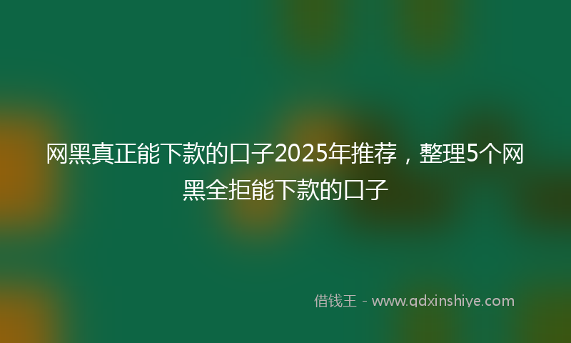网黑真正能下款的口子2025年推荐，整理5个网黑全拒能下款的口子