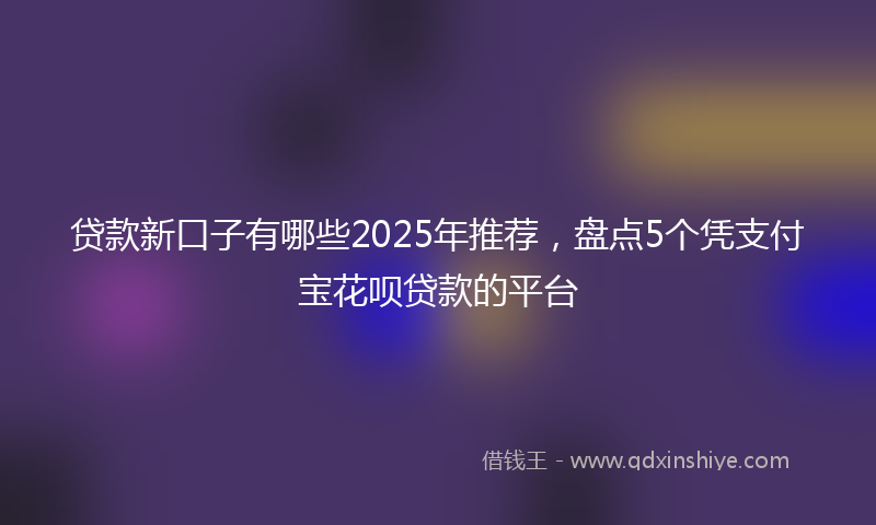 贷款新口子有哪些2025年推荐，盘点5个凭支付宝花呗贷款的平台