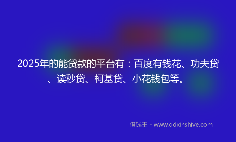 2025年的能贷款的平台有：百度有钱花、功夫贷、读秒贷、柯基贷、小花钱包等。