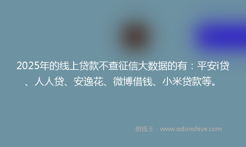 2025年的线上贷款不查征信大数据的有：平安i贷、人人贷、安逸花、微博借钱、小米贷款等。