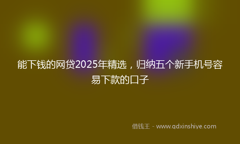 能下钱的网贷2025年精选，归纳五个新手机号容易下款的口子