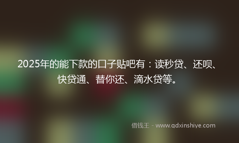 2025年的能下款的口子贴吧有：读秒贷、还呗、快贷通、替你还、滴水贷等。