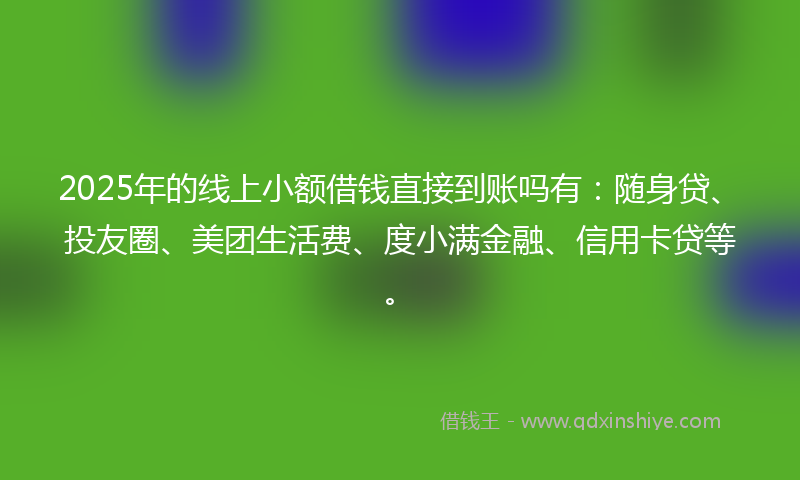 2025年的线上小额借钱直接到账吗有：随身贷、投友圈、美团生活费、度小满金融、信用卡贷等。