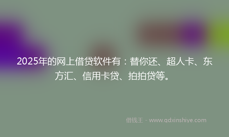 2025年的网上借贷软件有：替你还、超人卡、东方汇、信用卡贷、拍拍贷等。