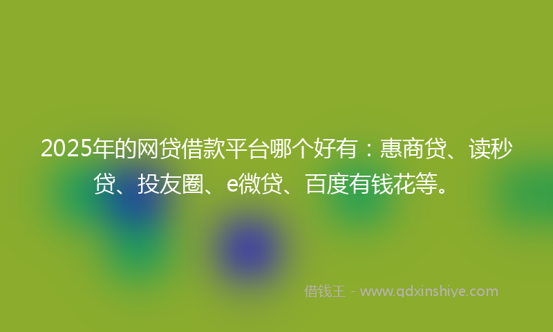 2025年的网贷借款平台哪个好有：惠商贷、读秒贷、投友圈、e微贷、百度有钱花等。