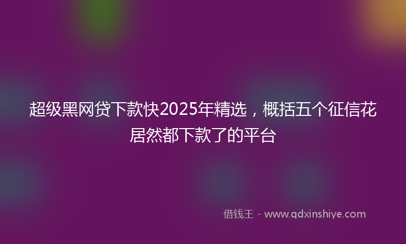 超级黑网贷下款快2025年精选，概括五个征信花居然都下款了的平台