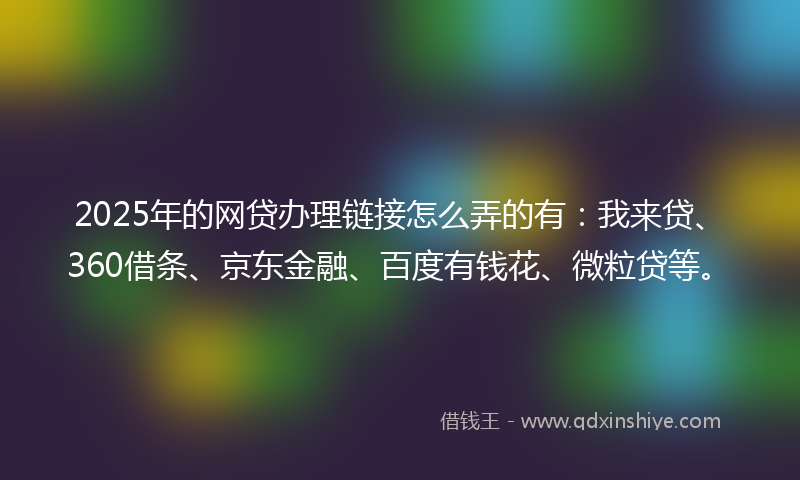 2025年的网贷办理链接怎么弄的有：我来贷、360借条、京东金融、百度有钱花、微粒贷等。