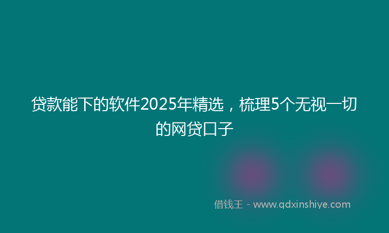 贷款能下的软件2025年精选，梳理5个无视一切的网贷口子