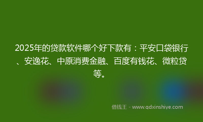 2025年的贷款软件哪个好下款有：平安口袋银行、安逸花、中原消费金融、百度有钱花、微粒贷等。