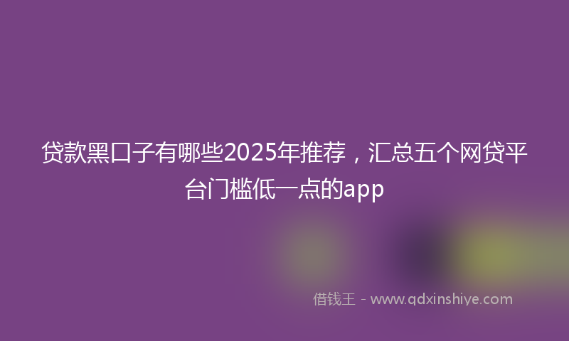 贷款黑口子有哪些2025年推荐，汇总五个网贷平台门槛低一点的app