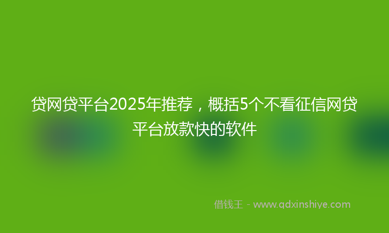 贷网贷平台2025年推荐，概括5个不看征信网贷平台放款快的软件