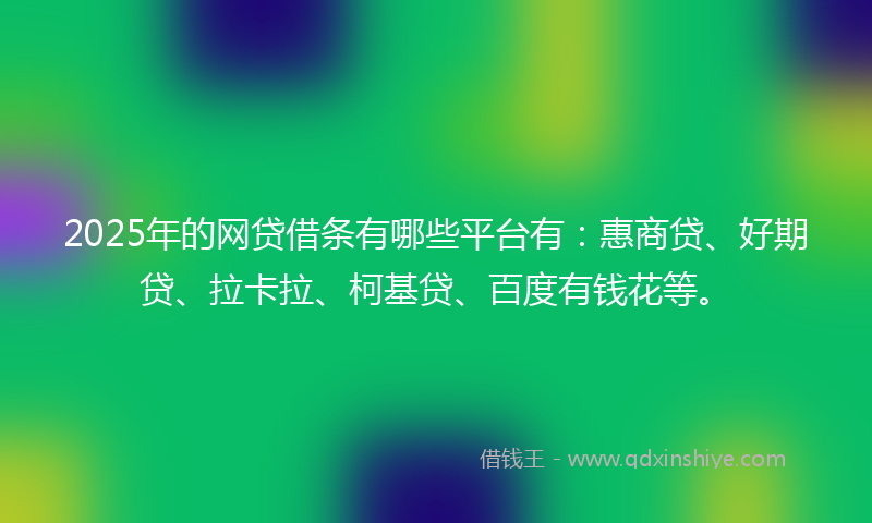 2025年的网贷借条有哪些平台有：惠商贷、好期贷、拉卡拉、柯基贷、百度有钱花等。