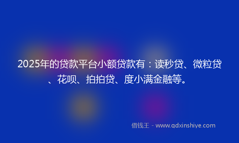 2025年的贷款平台小额贷款有：读秒贷、微粒贷、花呗、拍拍贷、度小满金融等。
