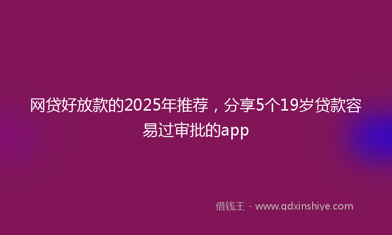网贷好放款的2025年推荐，分享5个19岁贷款容易过审批的app