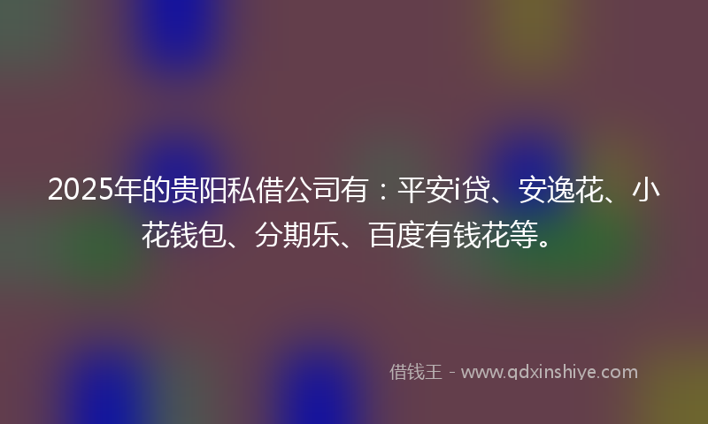 2025年的贵阳私借公司有：平安i贷、安逸花、小花钱包、分期乐、百度有钱花等。
