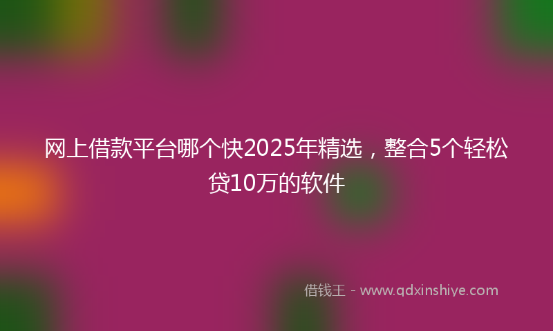 网上借款平台哪个快2025年精选，整合5个轻松贷10万的软件
