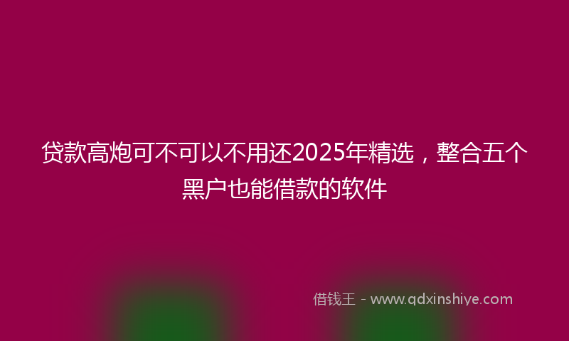 贷款高炮可不可以不用还2025年精选，整合五个黑户也能借款的软件