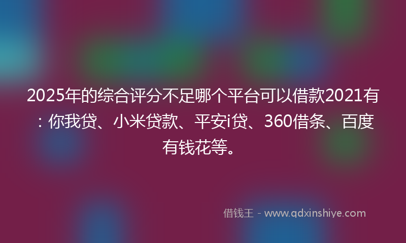 2025年的综合评分不足哪个平台可以借款2021有：你我贷、小米贷款、平安i贷、360借条、百度有钱花等。