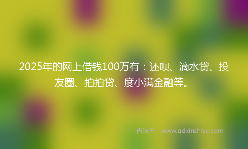 2025年的网上借钱100万有：还呗、滴水贷、投友圈、拍拍贷、度小满金融等。
