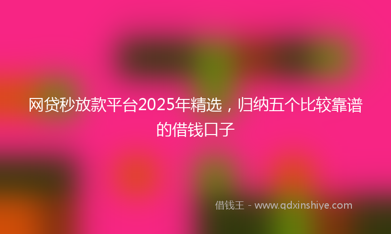 网贷秒放款平台2025年精选，归纳五个比较靠谱的借钱口子