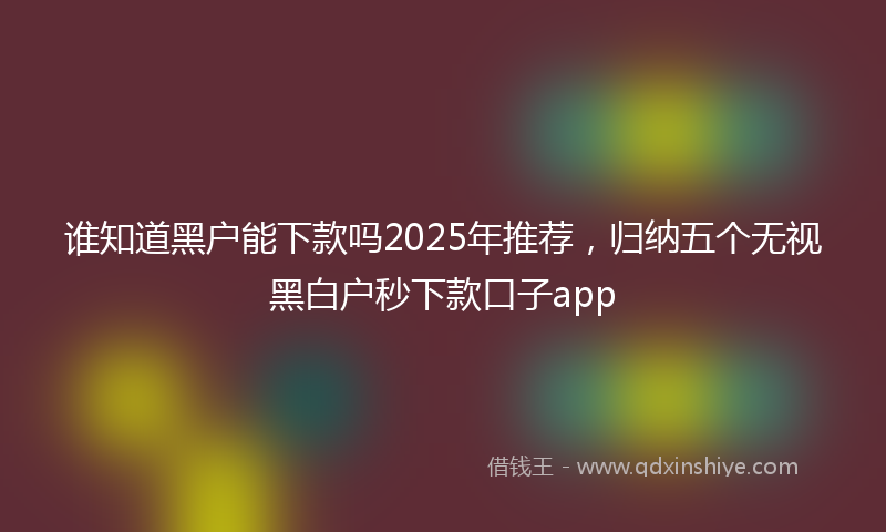 谁知道黑户能下款吗2025年推荐，归纳五个无视黑白户秒下款口子app