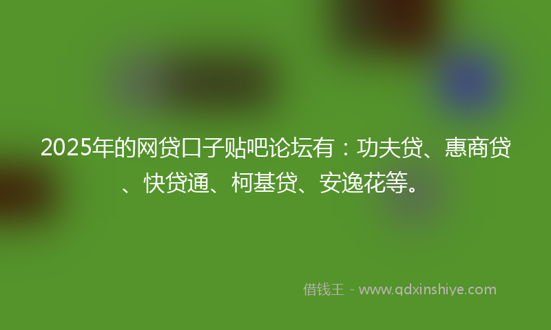 2025年的网贷口子贴吧论坛有：功夫贷、惠商贷、快贷通、柯基贷、安逸花等。