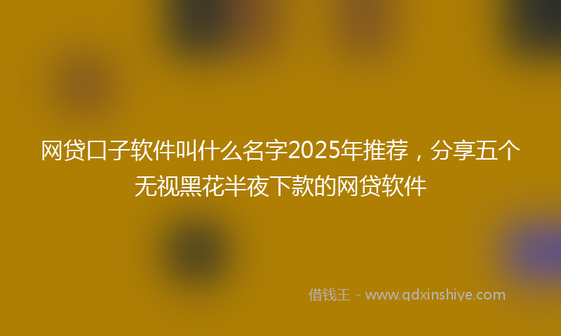 网贷口子软件叫什么名字2025年推荐，分享五个无视黑花半夜下款的网贷软件