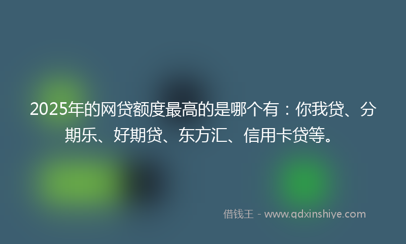 2025年的网贷额度最高的是哪个有：你我贷、分期乐、好期贷、东方汇、信用卡贷等。