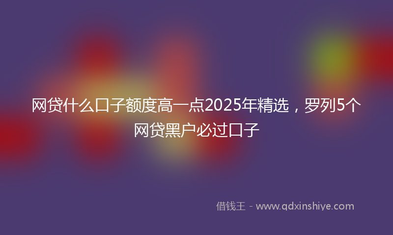网贷什么口子额度高一点2025年精选，罗列5个网贷黑户必过口子