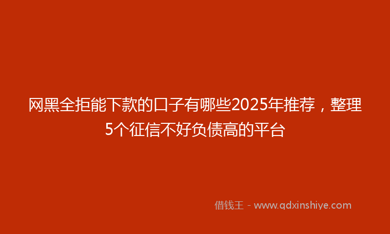 网黑全拒能下款的口子有哪些2025年推荐，整理5个征信不好负债高的平台