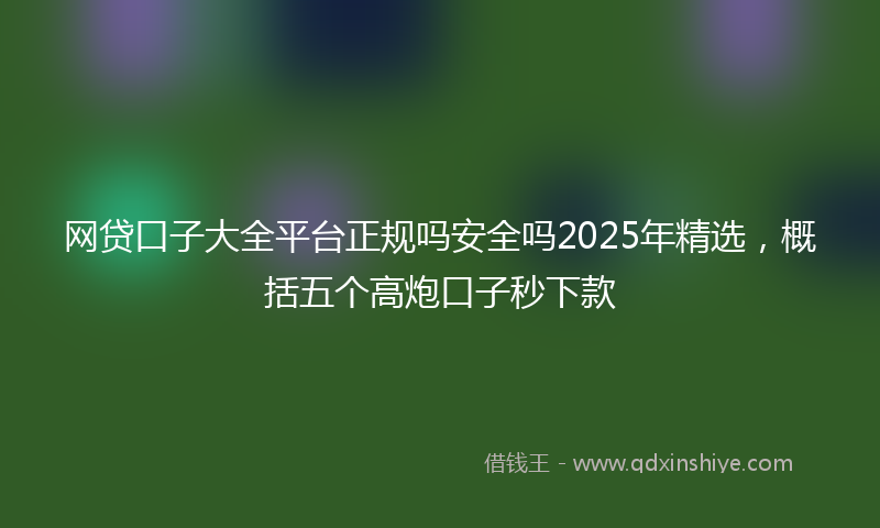 网贷口子大全平台正规吗安全吗2025年精选，概括五个高炮口子秒下款