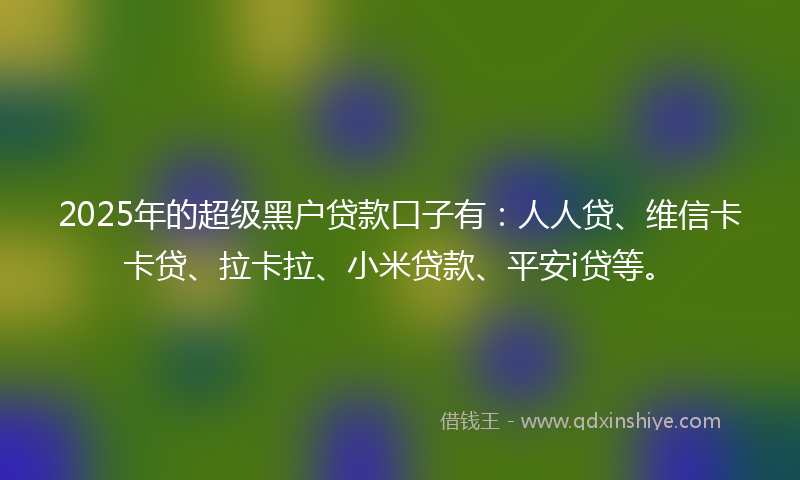 2025年的超级黑户贷款口子有：人人贷、维信卡卡贷、拉卡拉、小米贷款、平安i贷等。