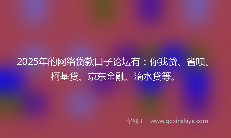 2025年的网络贷款口子论坛有：你我贷、省呗、柯基贷、京东金融、滴水贷等。